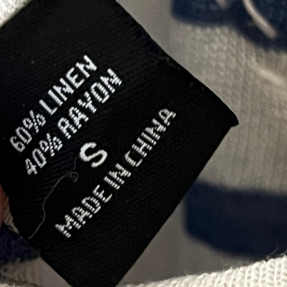 MODA INTERNATIONAL Women’s Blue & White Striped Linen Blend Beaded Cover Up - Picture 2 of 3